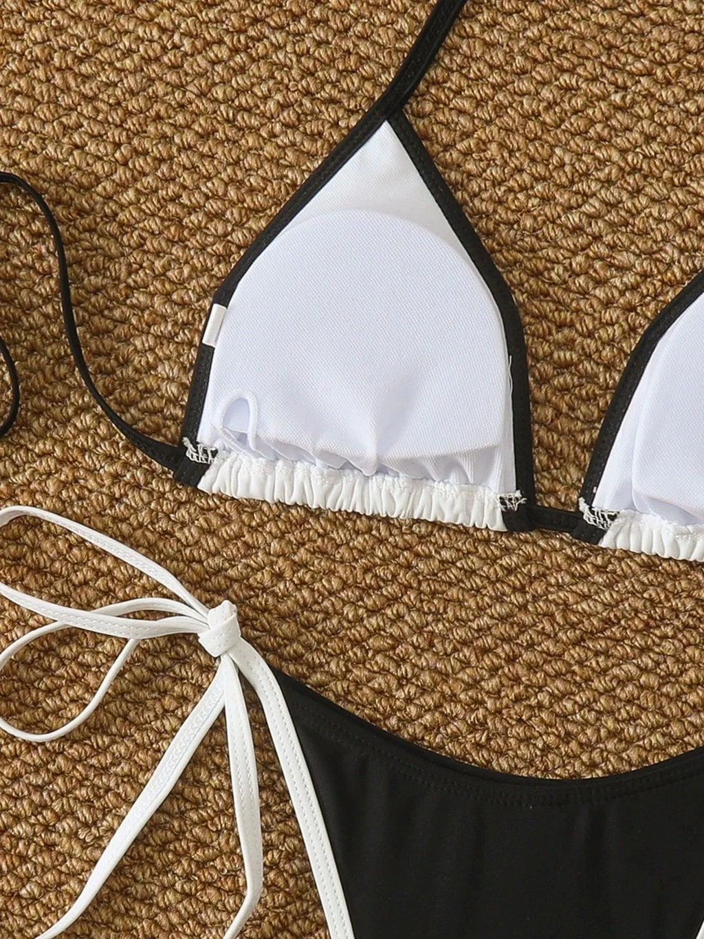 Sexy White Black Patchwork Micro Bikini Women Halter Push Up Bra Bandage Thong Swimsuit 2026 Bathing Suit Holiday Pool Swimwear