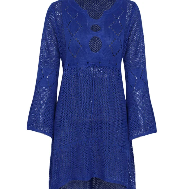 Sexy Cover Up Bikini Women Swimsuit Cover-up Beach Bathing Suit Beach Wear Knitting Swimwear Mesh Beach Dress Tunic Robe