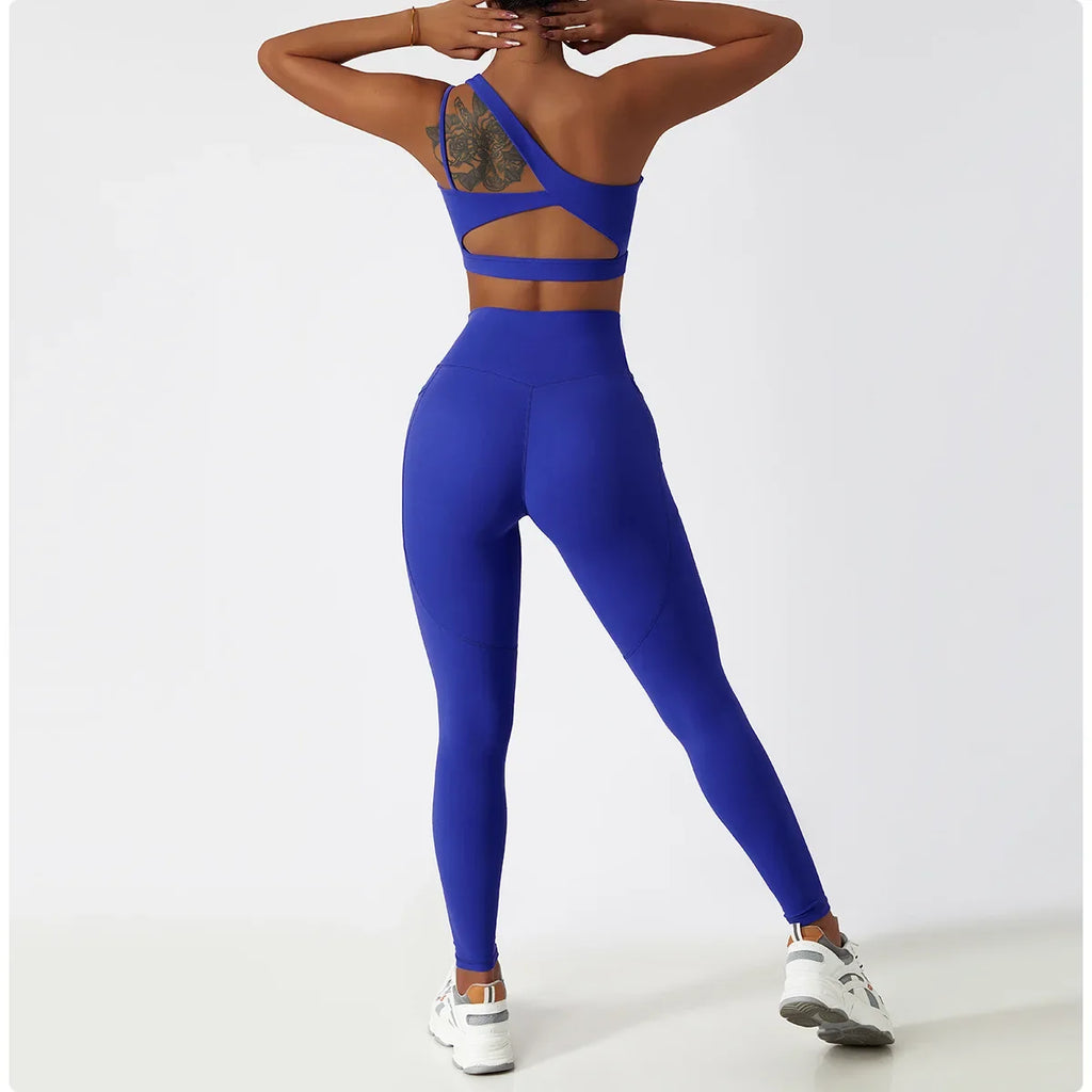 Comfort Single Strap Yoga Bra Chest Pad Running Sports Bra Gym Top Women Stretch Pull Up Underwear Women Vest Fitness Tank Top