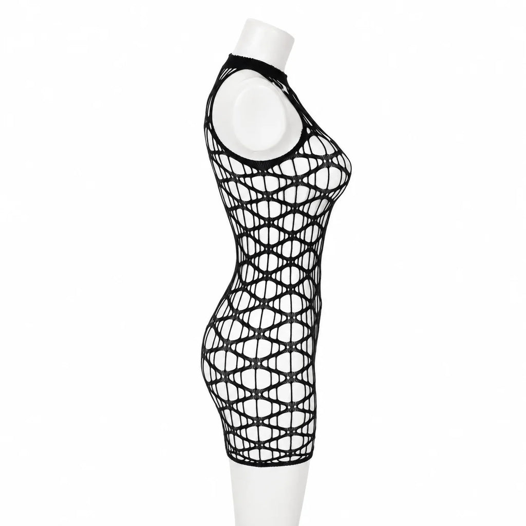 Sexy Cover Up Hollow Out Fishnet Dress without Inside Bikini Sets Summer Holiday Elastic Mini Bodycon Black Dress Free Size