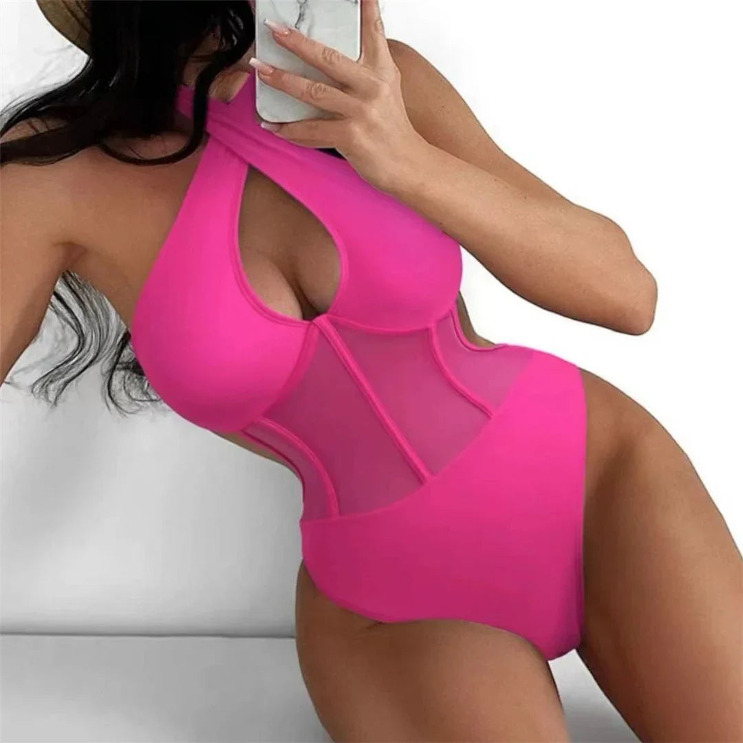 S - XL Underwired Cut Out Halter Women Swimwear One Piece Swimsuit Female Monokini High Cut Bather Bathing Suit Swim Lady V4418