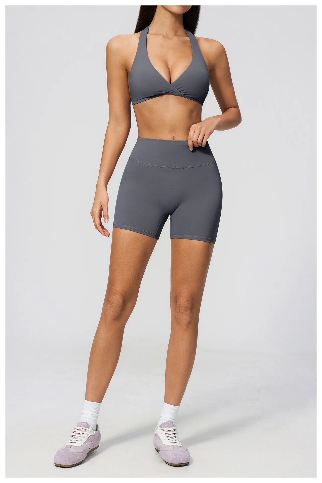 Summer Yoga Sets Women Front Cross Sports Bra Exercise Suits Outwear Lifting Buttocks Abdominal Compression Shorts Fitness Set