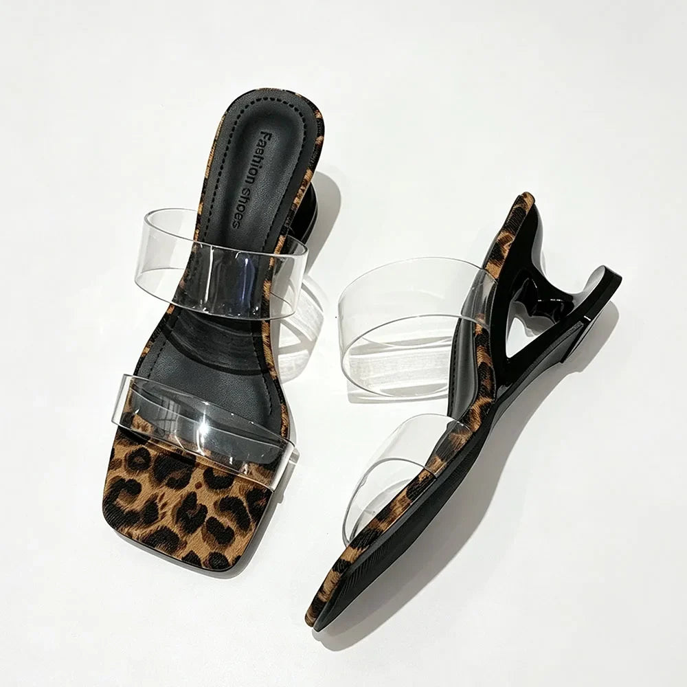 Y2K PVC Transparent Designer Sandals Women Shoes Slip On Hollow Wedge Slide Mules Beach Vacation 6cm Comfortable Walking Heels
