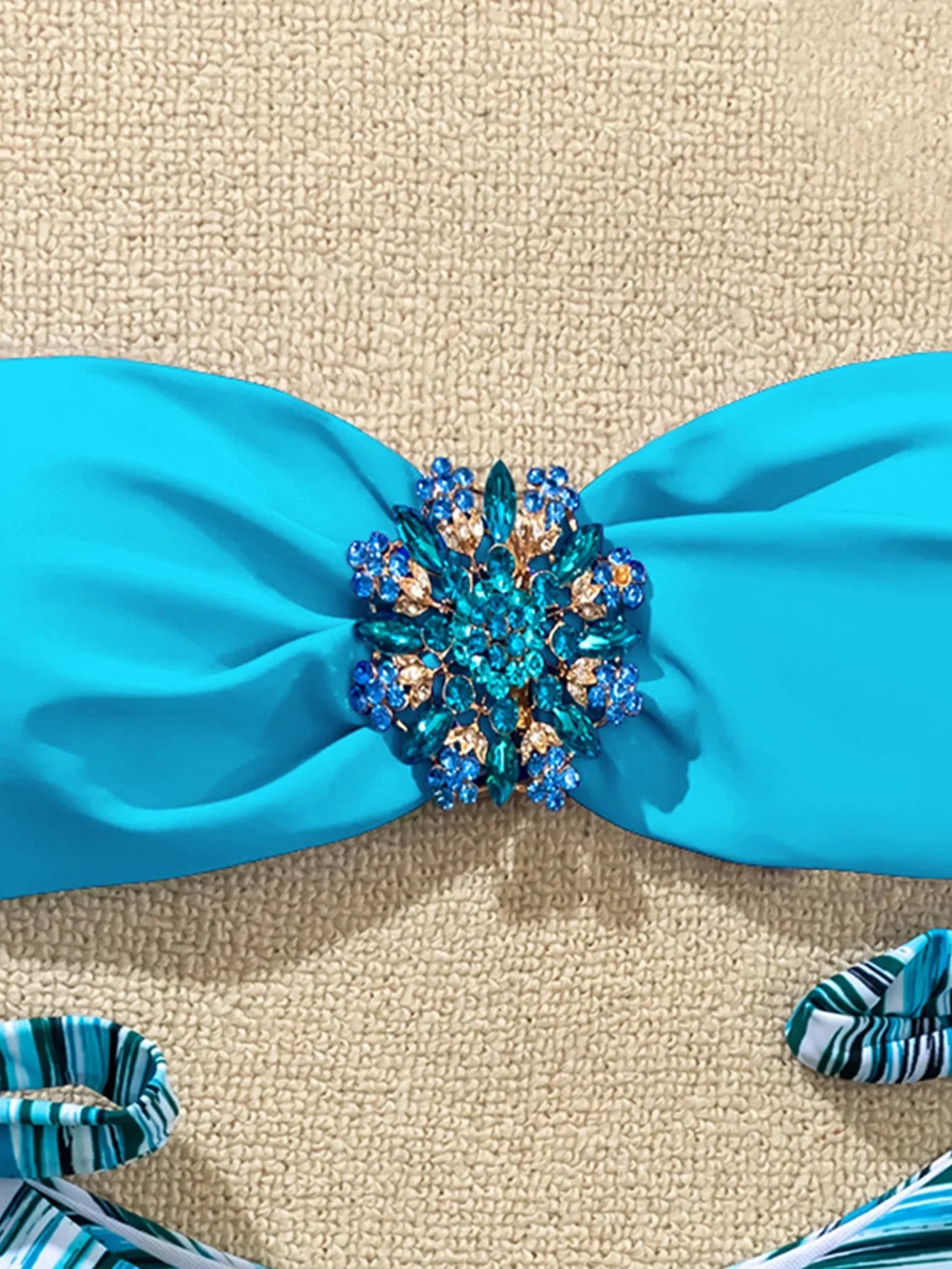 Rhinestone Flower Accessories Swimsuit Women 2026 2-piece Mini Bikini Sexy Strapless Backless Bathing Suit Summer Beach Swimwear