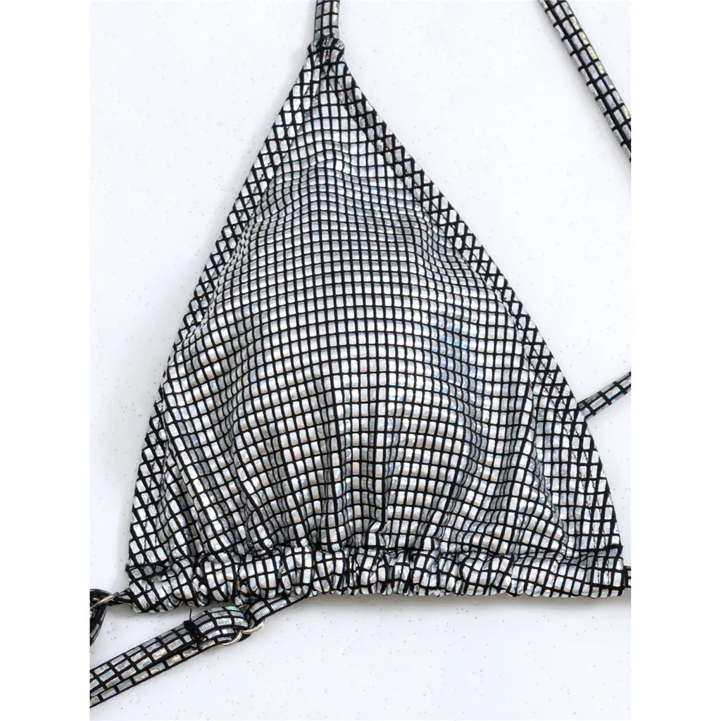 Sexy Sequins Cross Back Extreme String Mini Micro Thong Women Swimwear One Piece Swimsuit Female Bather Bathing Suit Swim V5506