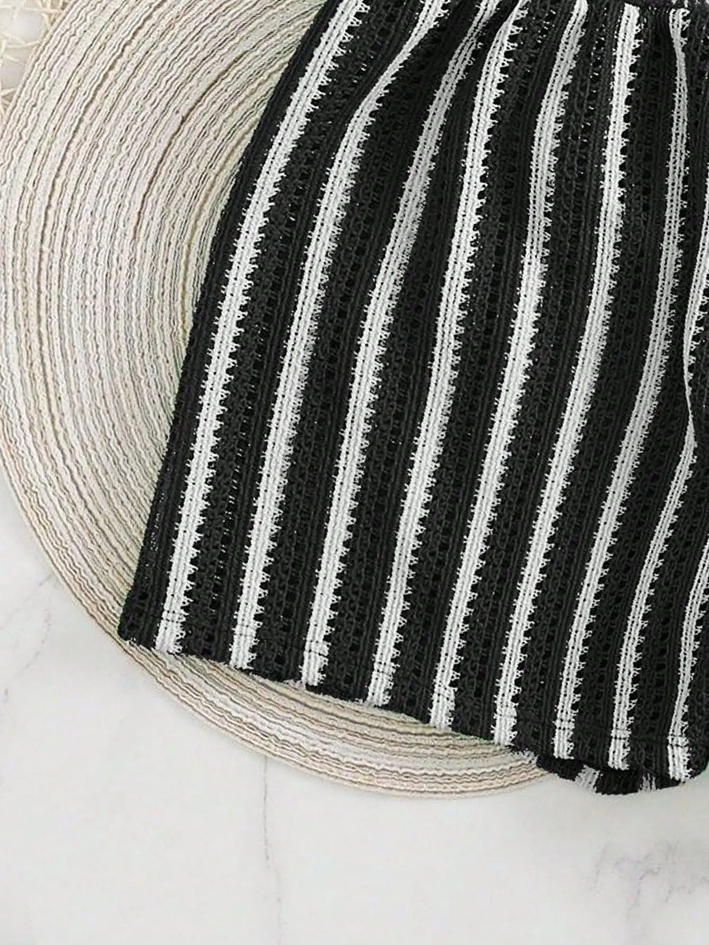 3PCS With Shorts Stripe Halter Fishnet Bikini Women Swimwear Female Swimsuit Three-pieces Bikini Set Bathing Suit Swim Beachwear