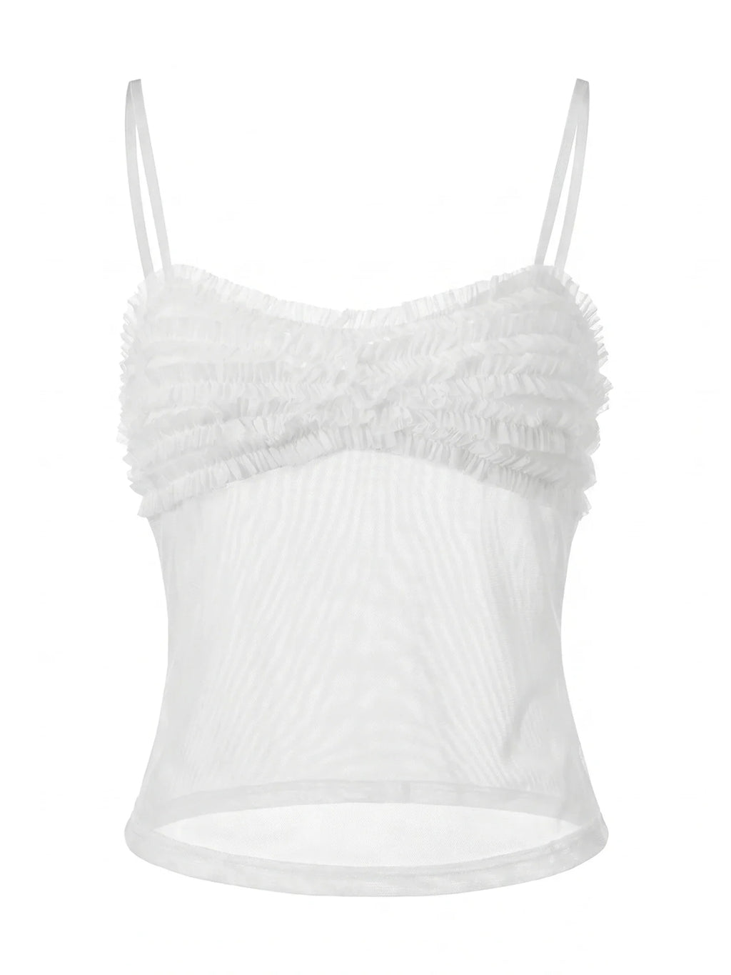 Women's Solid Color See Through Tank Tops Summer Fashionable Sleeveless Mesh Patchwork Slim Fit Camisole