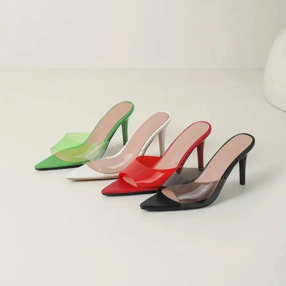 Spring and Summer New Style Fashion High Heels Women's Slippers Pointed Tip Concise Sexy Party Women's Shoes High 8cm Size 35-43