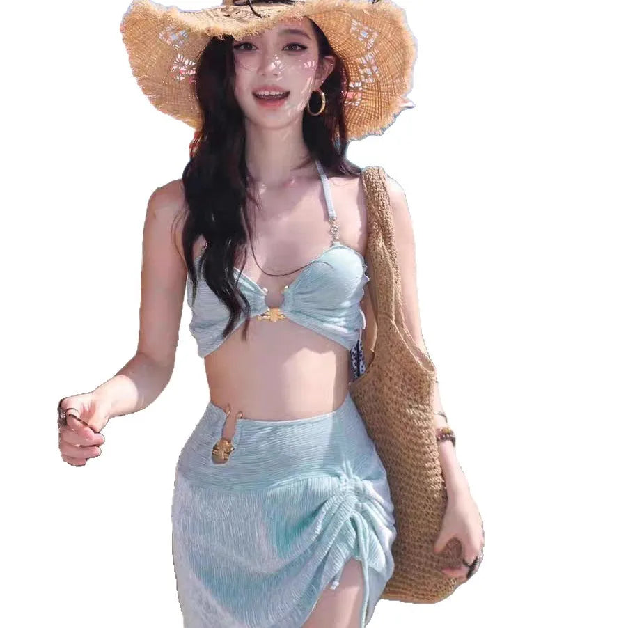 New Sexy Bikini Swimsuit for Women, Covering Flesh and Slimming, High-end Feeling, Spicy Girl Beach Vacation Three Piece Set