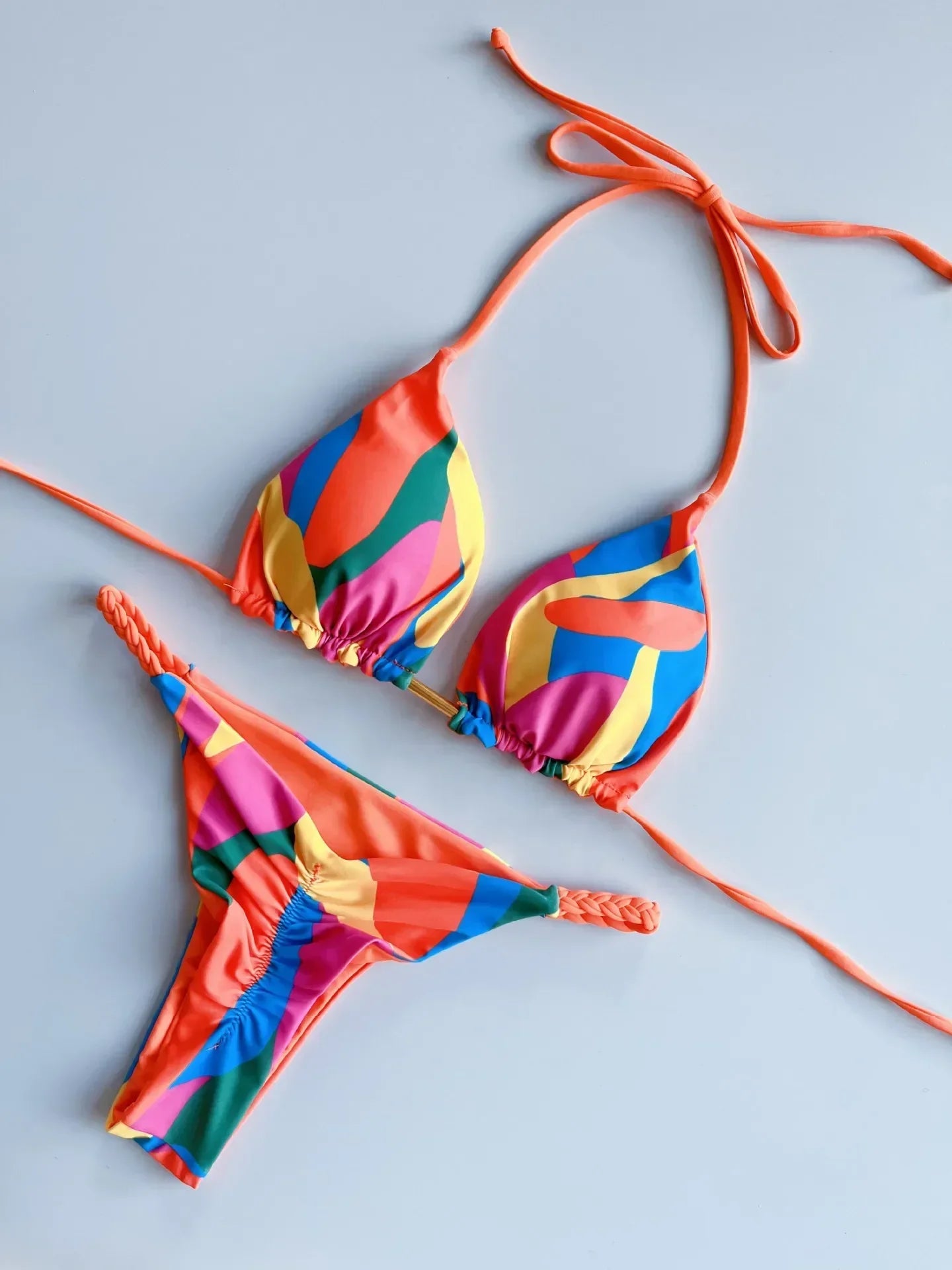 Leopard Halter Scrunch Butt Micro Thong Bikini Women Swimwear Female Swimsuit Two-pieces Bikini Set Bather Bathing Suit Swim