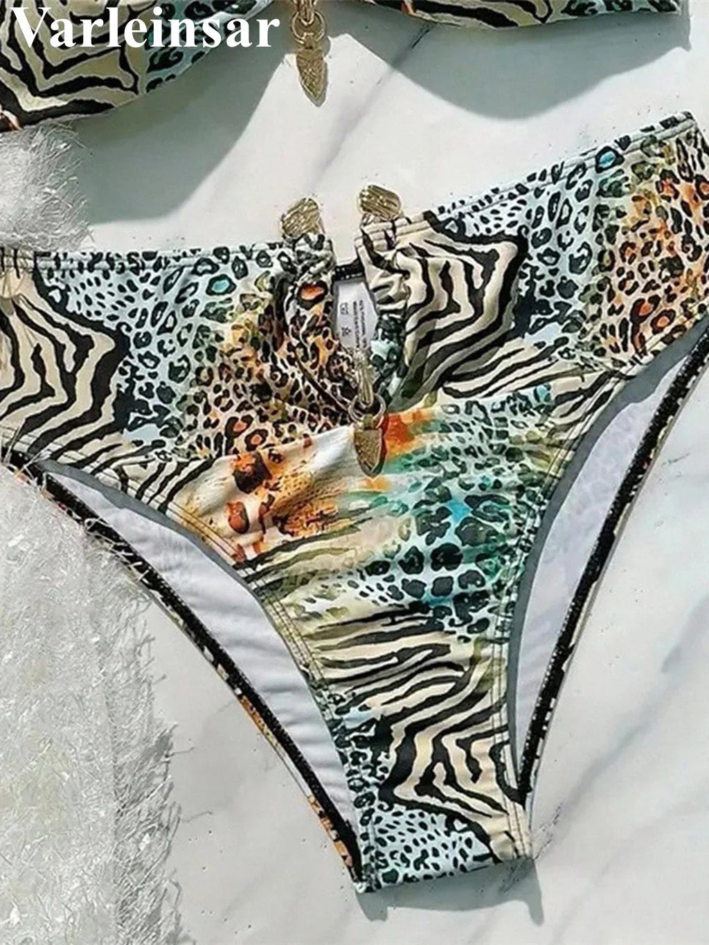 S - XL Sexy Leopard Printed Bandeau Bikini Female Swimsuit Women Swimwear Two-Pieces Bikini Set Bather Bathing Suit Swim V7541