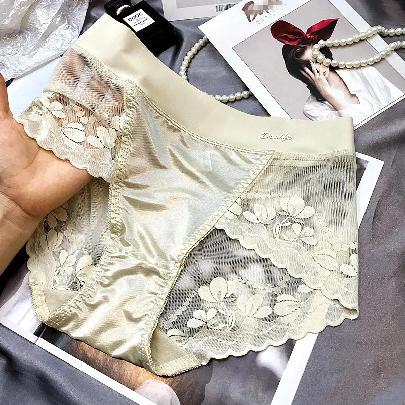 Lace large size high waist underwear women's butt lifting breathable briefs