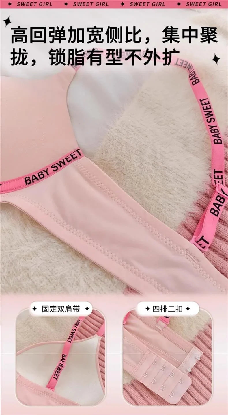 Wireless Non Padded Bra Set for Small Bust Seamless Comfort Bralette & Briefs Pure Elegant Ladies Intimates Teen Girls Underwear