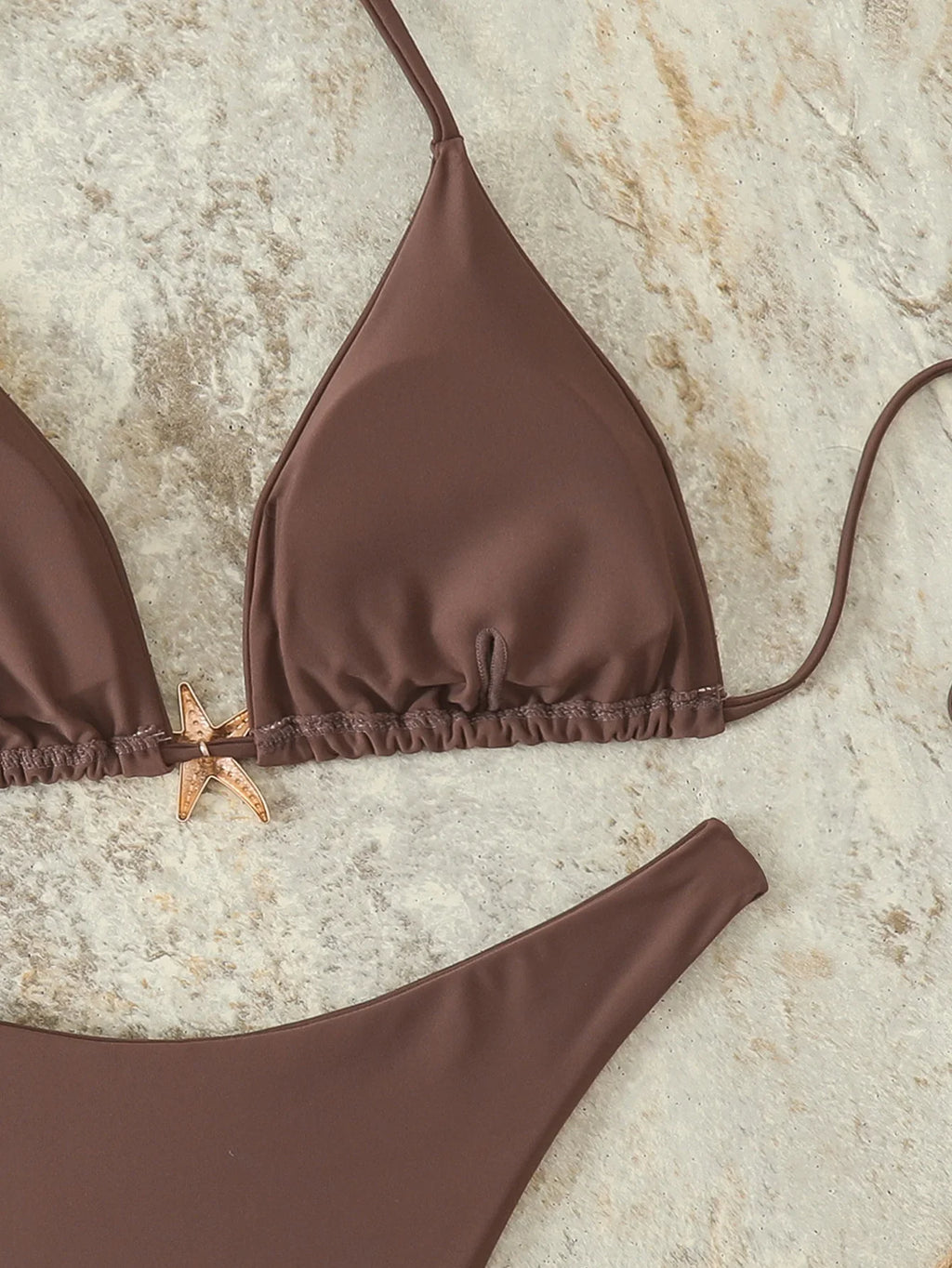 Halter Triangle String Bikinis 2026 Women Sexy Swimsuit Solid Starfish Swimwear Female Bathers Bathing Swimming Swim Suit