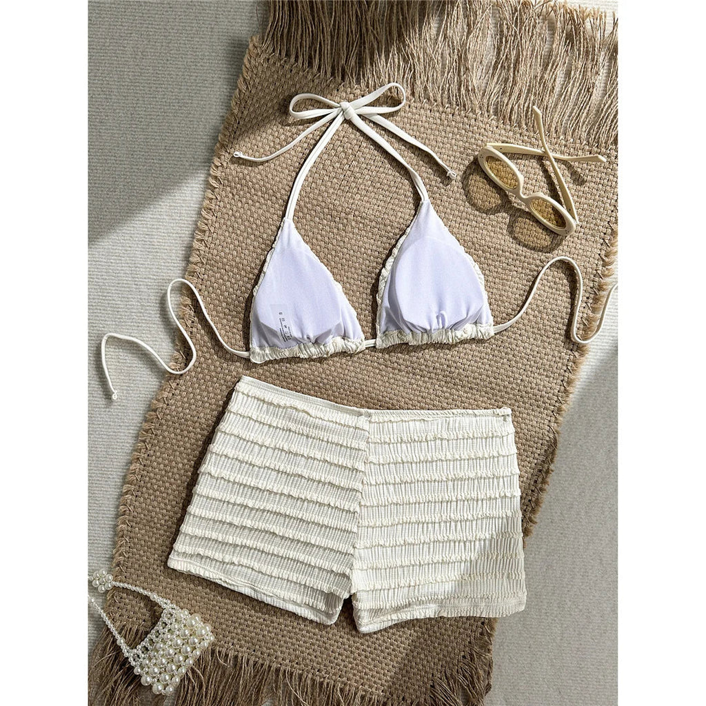 Sequins Starfish Halter High Waist Bikini Female Swimsuit Women Swimwear Two-Pieces Bikini Set Bather Bathing Suit Swim V8215