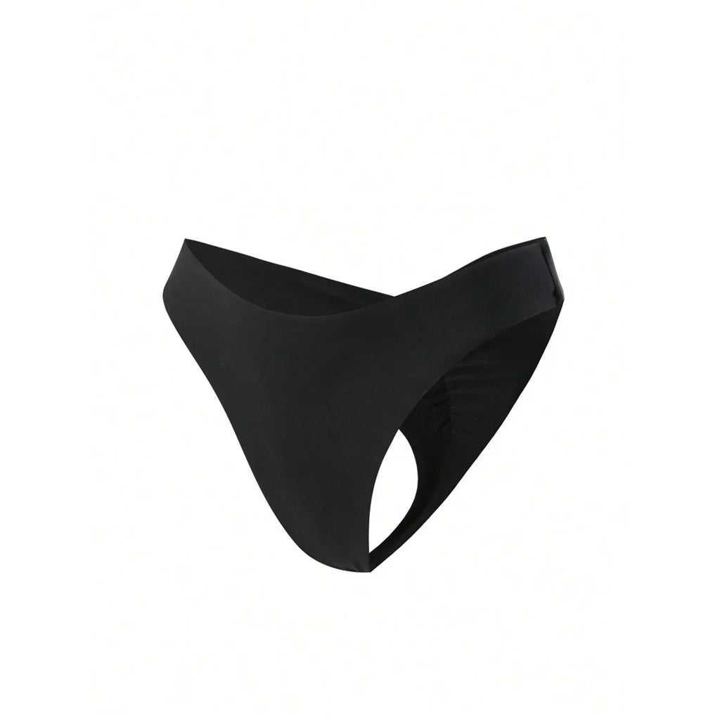 S - XL Black Scrunch Butt Thong Bikini Bottom Swim Brief Women Swimwear Female Bather Brazilian Tanga Panties Underwear V6864