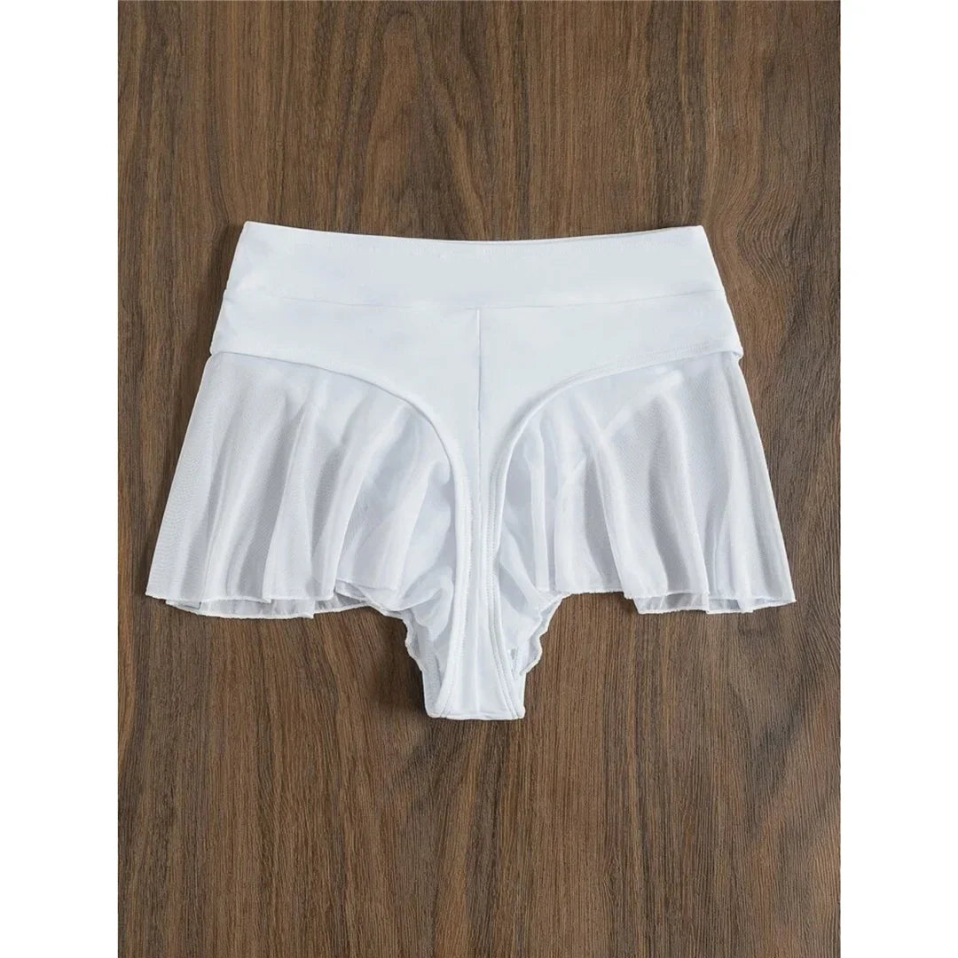 New Sexy Ruffled Mini MIcro Thong Bikini Bottom Swim Brief Women Swimwear Female Bather Brazilian Tanga Panties Underwear V4267