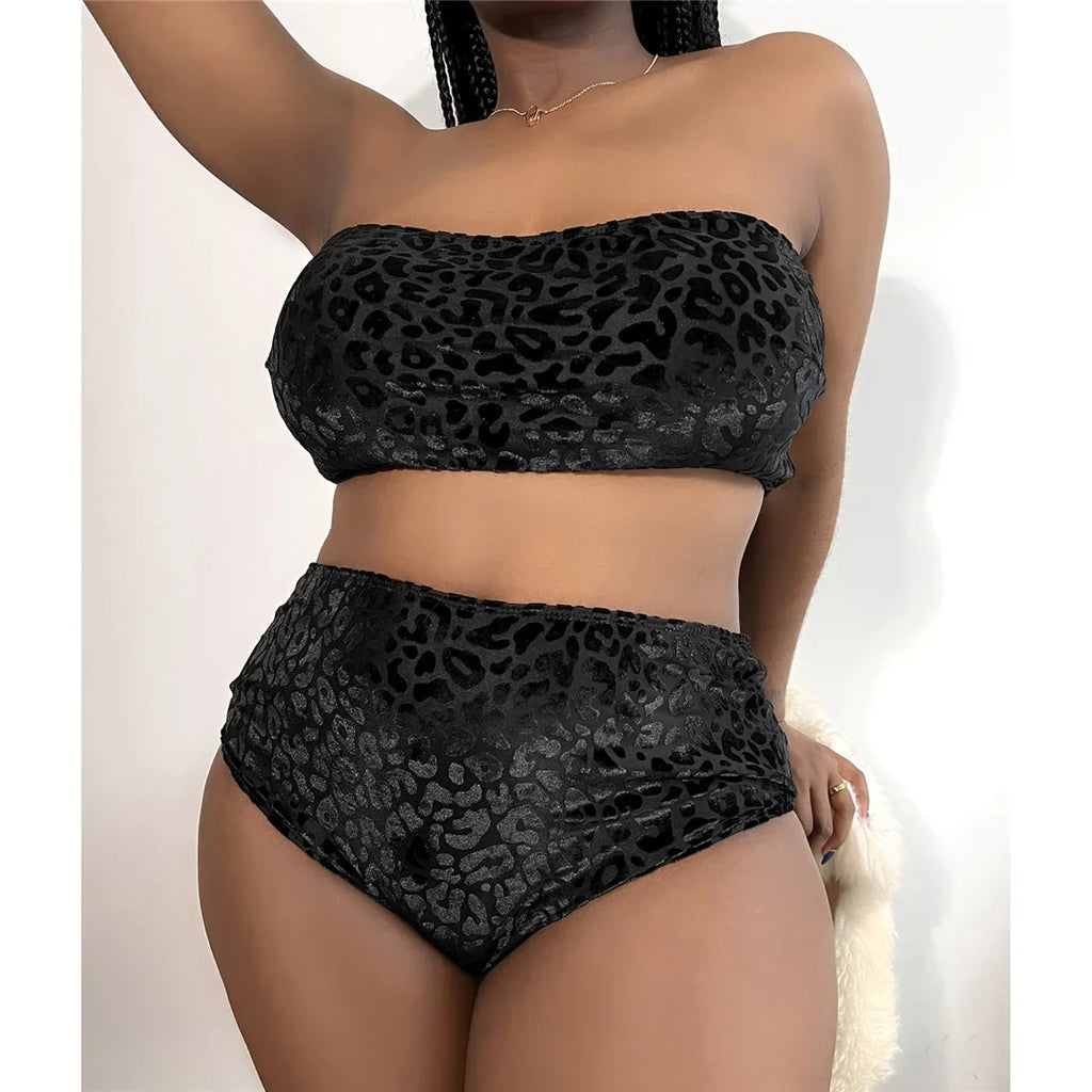 0XL - 4XL New Leopard Bikini Plus Size Large Size Swimwear Women Swimsuit Female Two-pieces Bikini set Bather Bathing Suit K3977