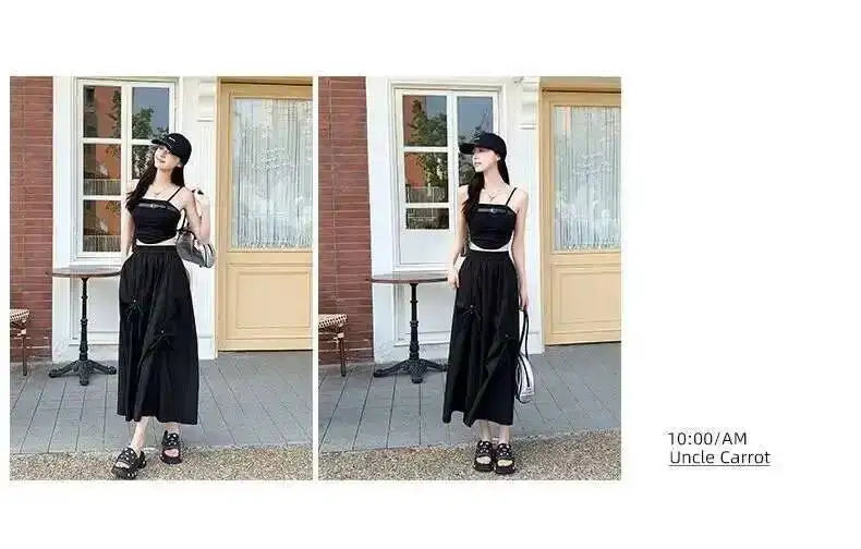 Versatile Knot Spring Summer F Skirt Ele Design Elastic Waist Skirt Sweet Aosphere Skirts For Ladies Fashion Women Skirts HSSZ