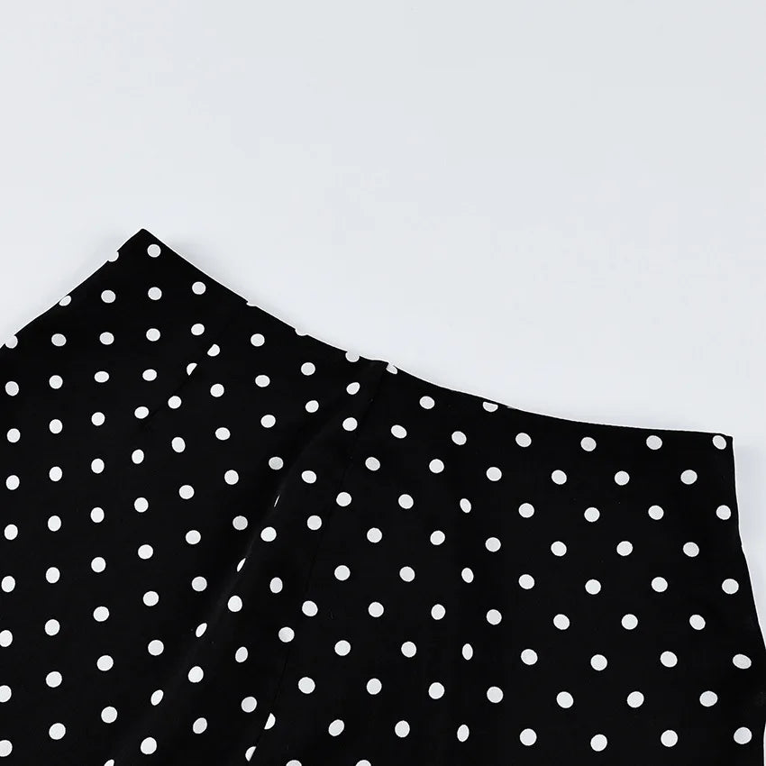 FDYOUI 2026 Woman Clothes Lace Patchwork Polka Dot Skirts Female Sexy Tight Short Skirt Black Party Night Club Dress Streetwear