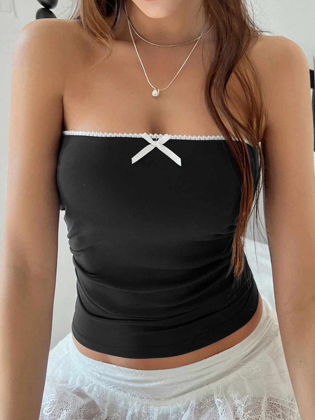 Spring Summer Women's Top Basic Bow Crop Top Lady Sweet Casual Tank Top Vacation Beach Dress up Korean Blouse Female Clothes