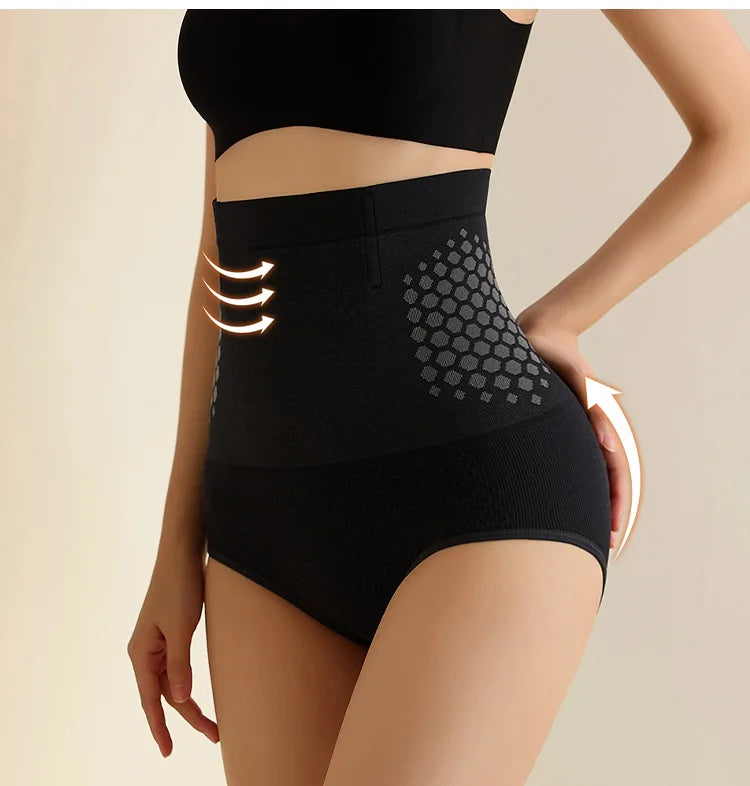 Flarixa Seamless Women's High Waist Abdomen Control Panties Magnetic Therapy Warm Uterus Underwear Body Shaping Briefs