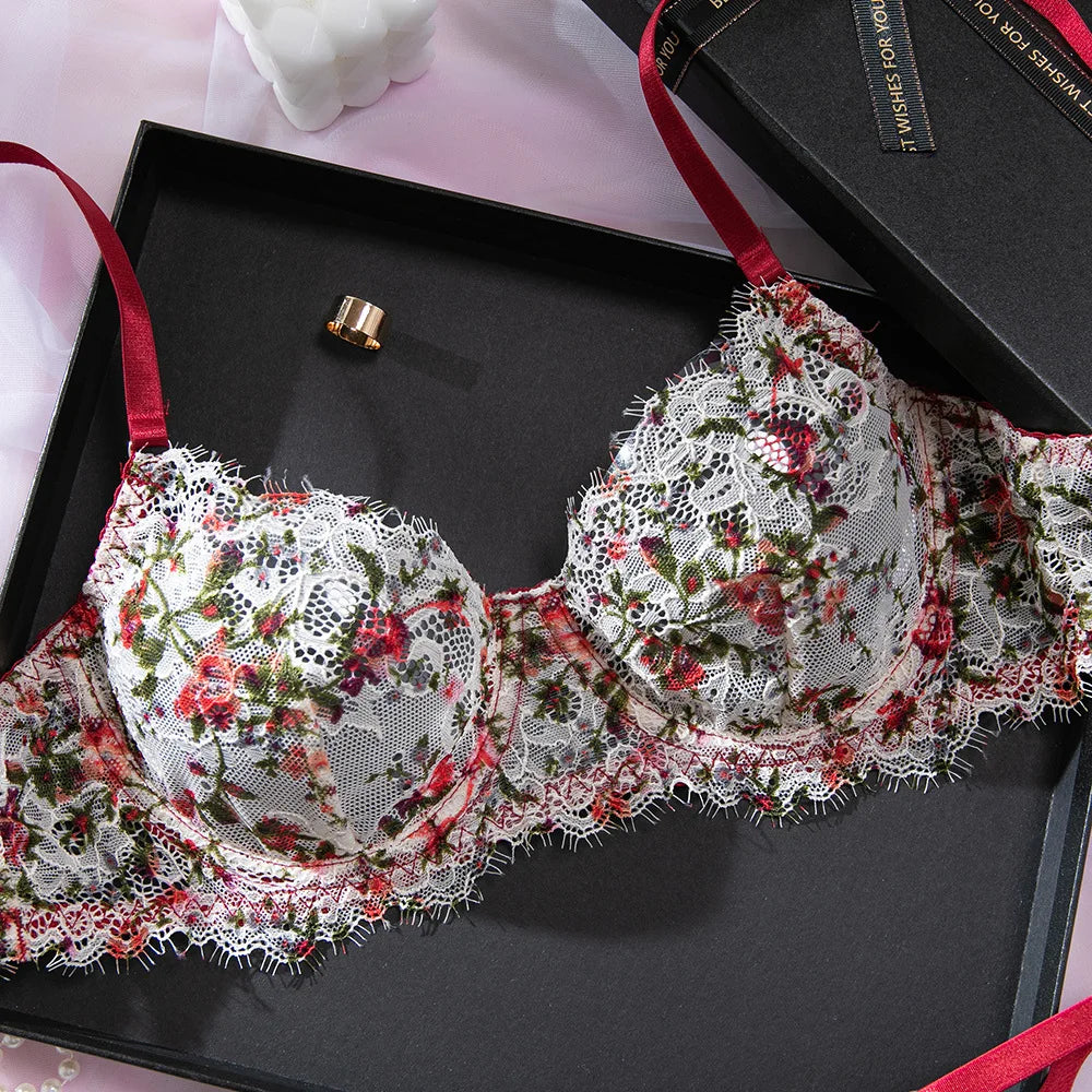 French retro lace underwear set sexy push-up bra erotic underwear