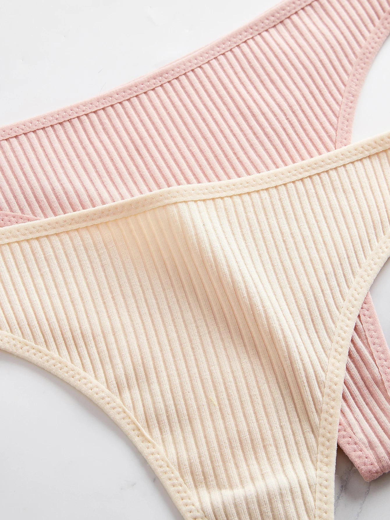 10 PCS Multicolor Women Ribbed Thongs Soft Viscose Blend Low Waist T-back Panties for Daily Wear