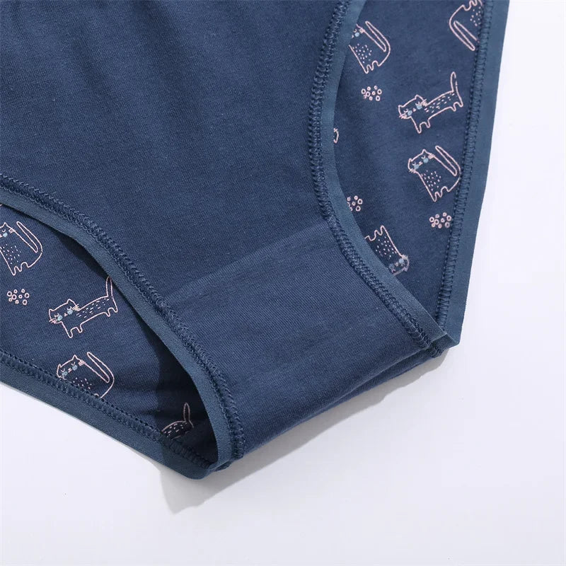 3Pcs/set Women Printing Floral Panties Low-Rise Cotton Briefs Female Comfortable Underwear Female Soft Panties Lingerie M-2XL