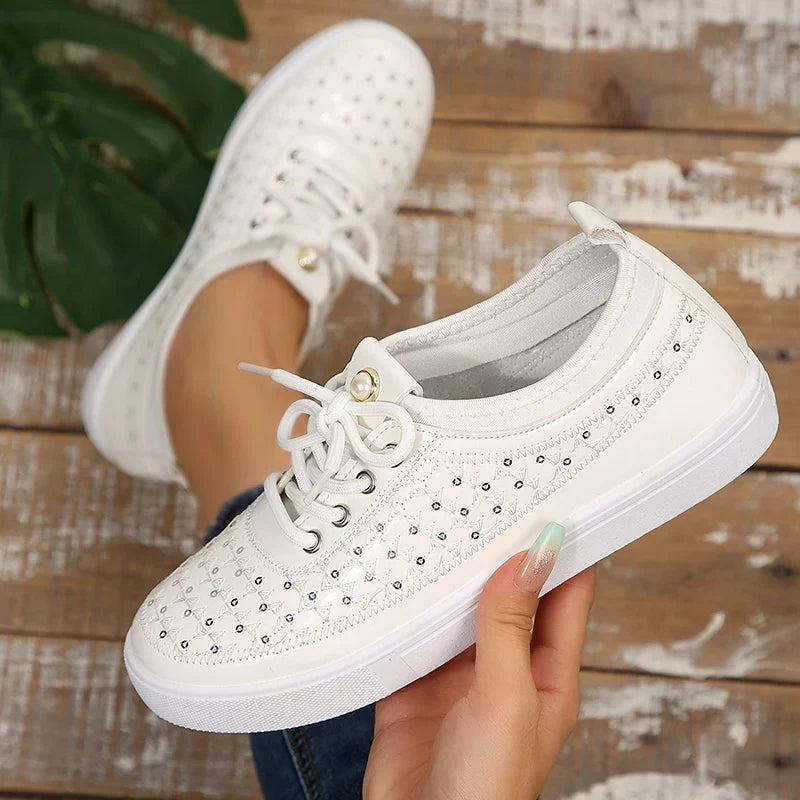 Black Pu Leather Platform Sneakers Women Plus Size 43 Soft Sole Lace Up Flats Woman 2026 Comfort Anti Slip Casual Shoes Female