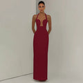 FDYOUI Elegant Chic Halter Hollow Out Bodycon Evening Dress for Women 2026 Summer Backless Sleeveless Long Wedding Party Dresses