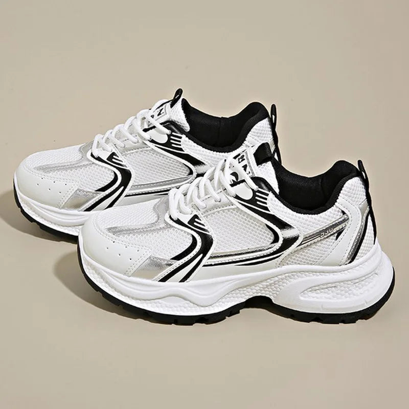 Comfortable Breathable Mesh Walking Sports Shoes Women Non Slip Platform Sneakers Woman Mix Color Lace Up Casual Shoes Mujer