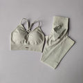 Women's fitness suit, V-neck bra yoga set sports high waisted leggings, tight fitting and shaping