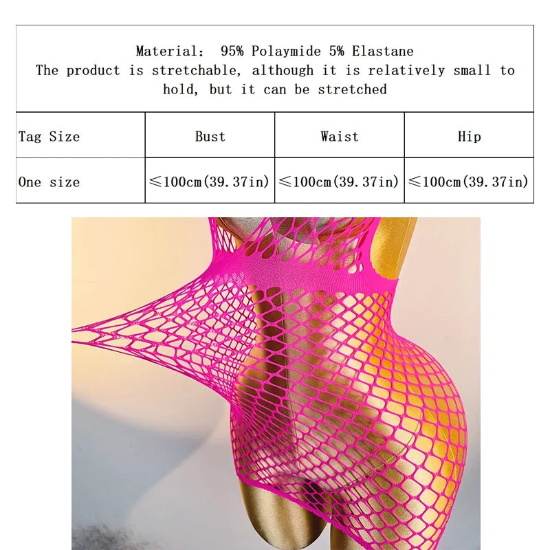 1PC Women Sexy Fishnet Beach Cover Up Hollow Out Bodycon Bodysuit See Through Summer Swimwear