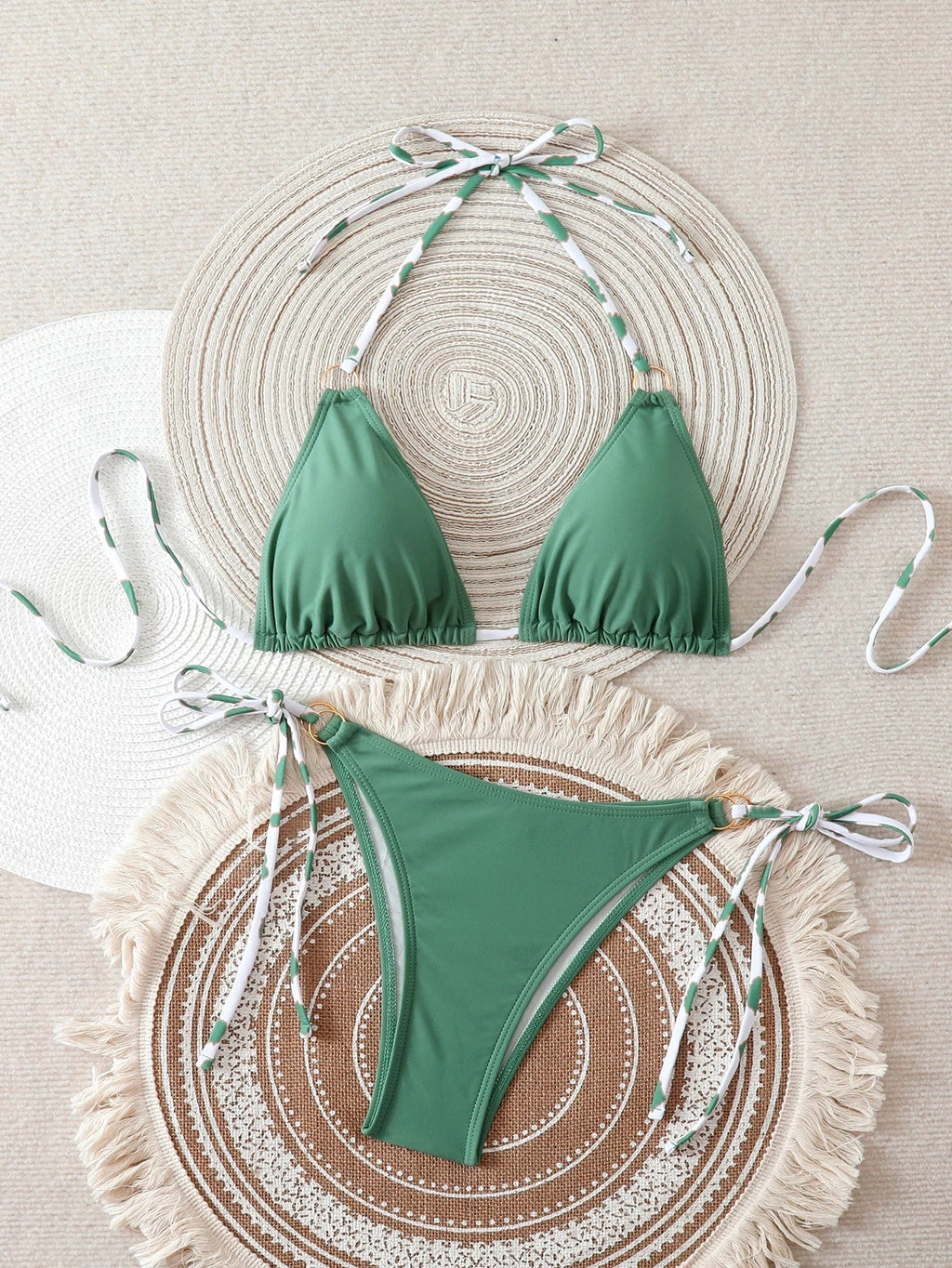 Triangle Halter Thong Bikinis 2026 Women Sexy Swimsuit Ring String Swimwear Female Bathers Bathing Swimming Swim Suit Beachwear