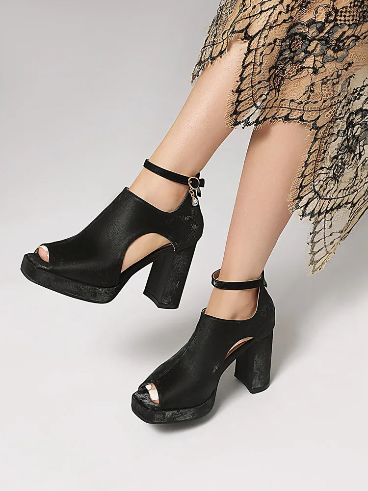 Summer Sandals Women Platform Gladiator Flip Flops High Heels Peep Toe Nude Black Ladies Dance Party Wedding Shoes Large Size