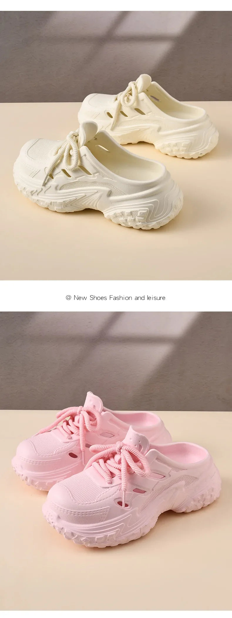 2026 New Leisure Platform Clogs For Women Men Summer Street House Shoes Soft EVA Lace-up Style Slippers Couples Beach Sandals