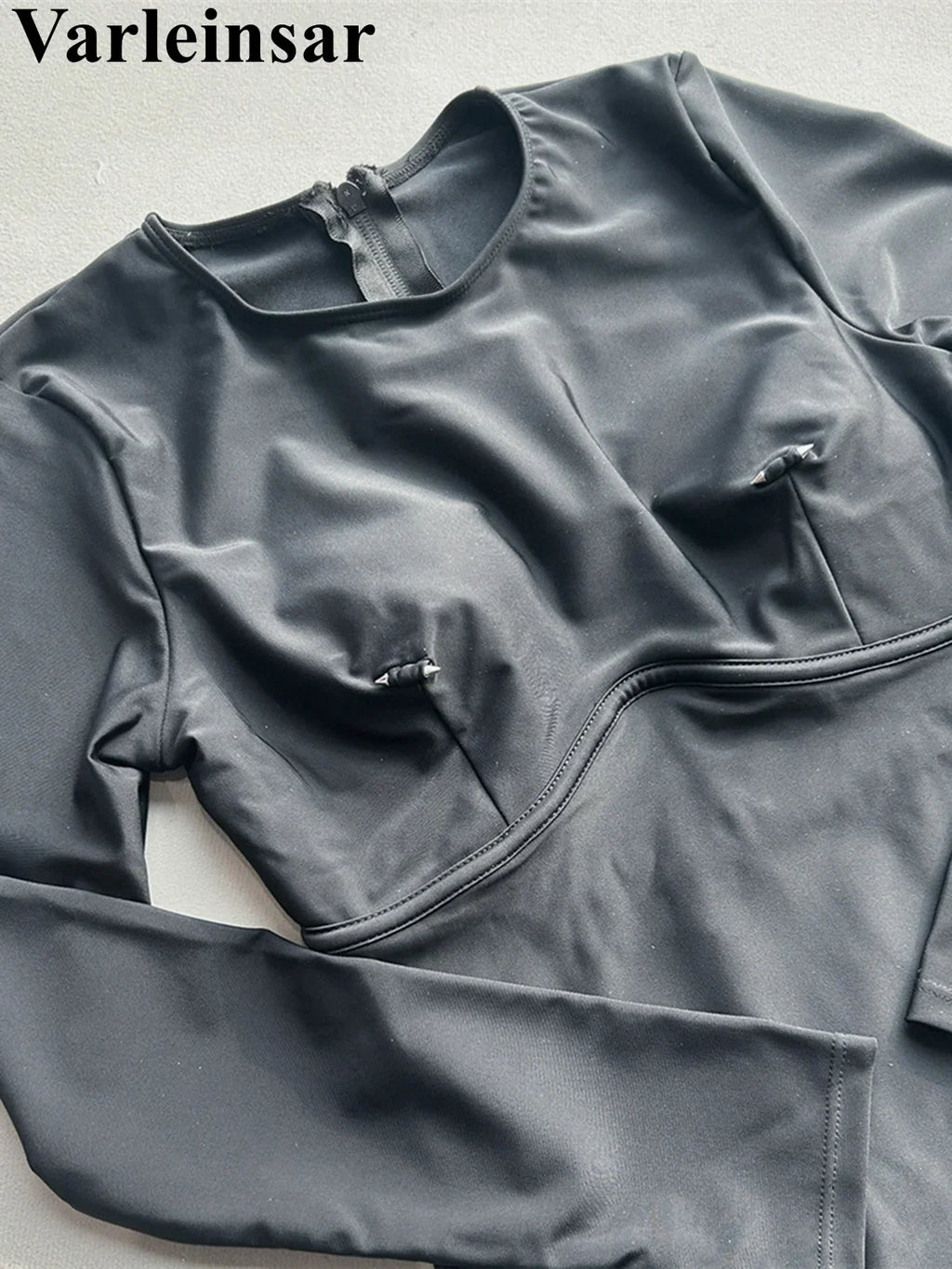 2026 Long Sleeve With Zipper Solid Women Swimwear One Piece Swimsuit Female Padded High Leg Cut Bather Bathing Suit Swim V7752