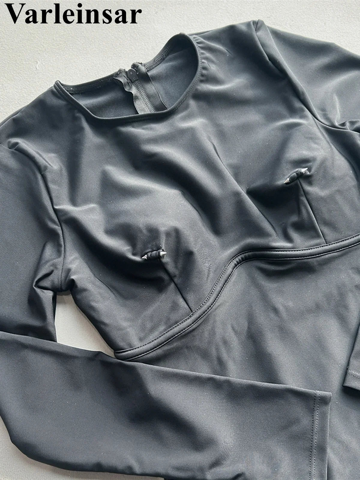 2026 Long Sleeve With Zipper Solid Women Swimwear One Piece Swimsuit Female Padded High Leg Cut Bather Bathing Suit Swim V7752