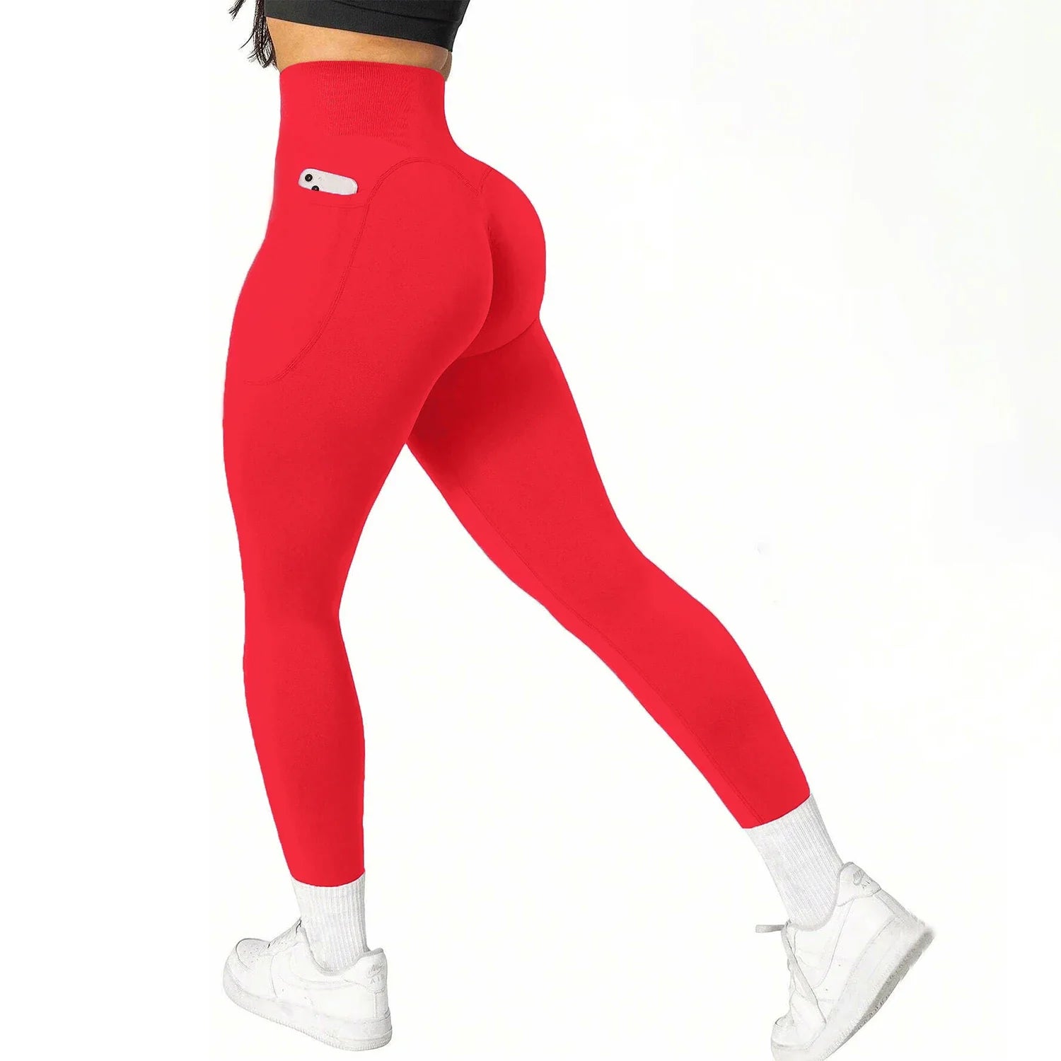 High Waist Tummy Control Yoga Pants with Pockets for Gym Workout - Breathable Stretchy Fitness Leggings