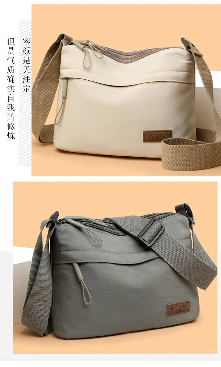 2026 New Women's Minimalist Solid Color Nylon Bag - Multi-functional, Casual, Waterproof & Portable Fashion Crossbody Bag