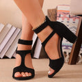 2026 Summer New Women's Fashionable and Comfortable High Heel Sandals with Bare Toes Anti Slip Solid Color Coarse Heel Sandals