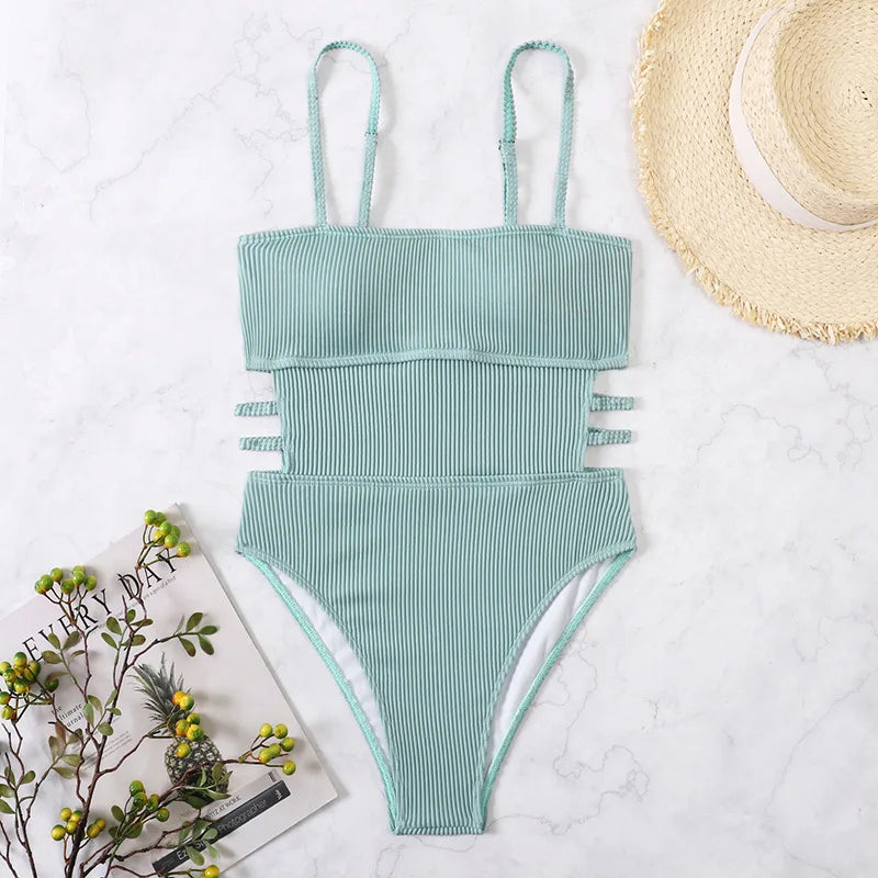 2026 Swimsuit One Piece Solid Swimwear Women One-piece Bathing Swim Suit Female Padded Beach Wear Swimming Summer