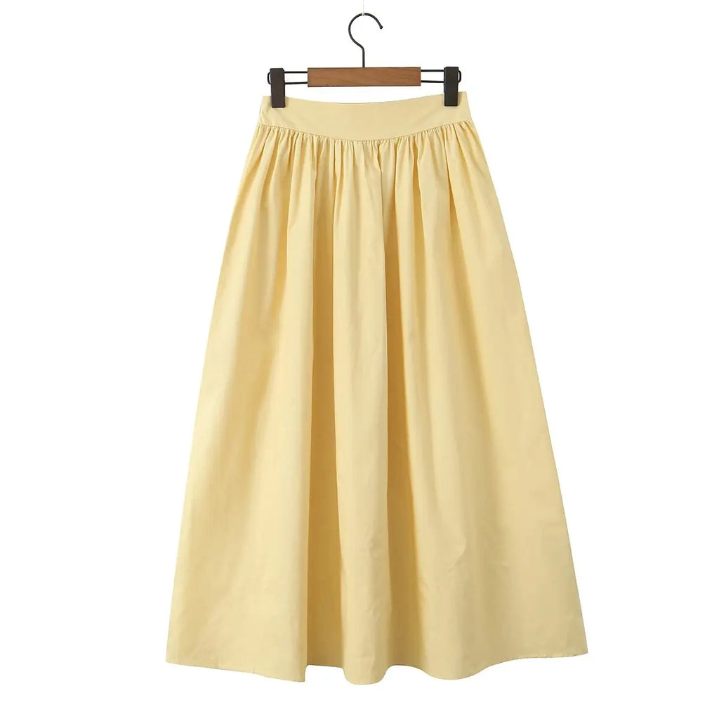 Summer Women White Cotton Dress Set 2025 Top+skirt 2 Pcs Outfit Ruffles Button Slim Top A-line Maxi Skirt Beach Casual Dress