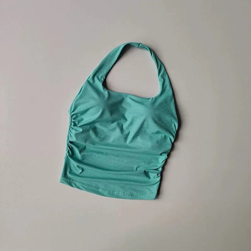 Women's small camisole hanging neck vest, gathering beautiful back yoga sports bra