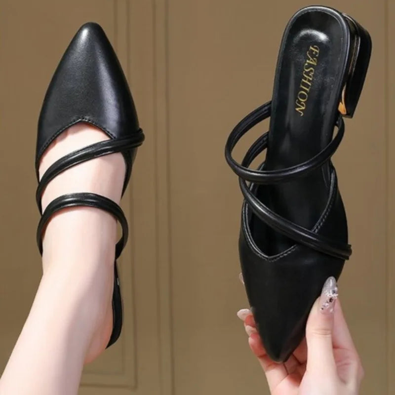 Toe Narrow Band  Slippers Women Fashion Shallow Sandal Elegant Summer Footwear Woman