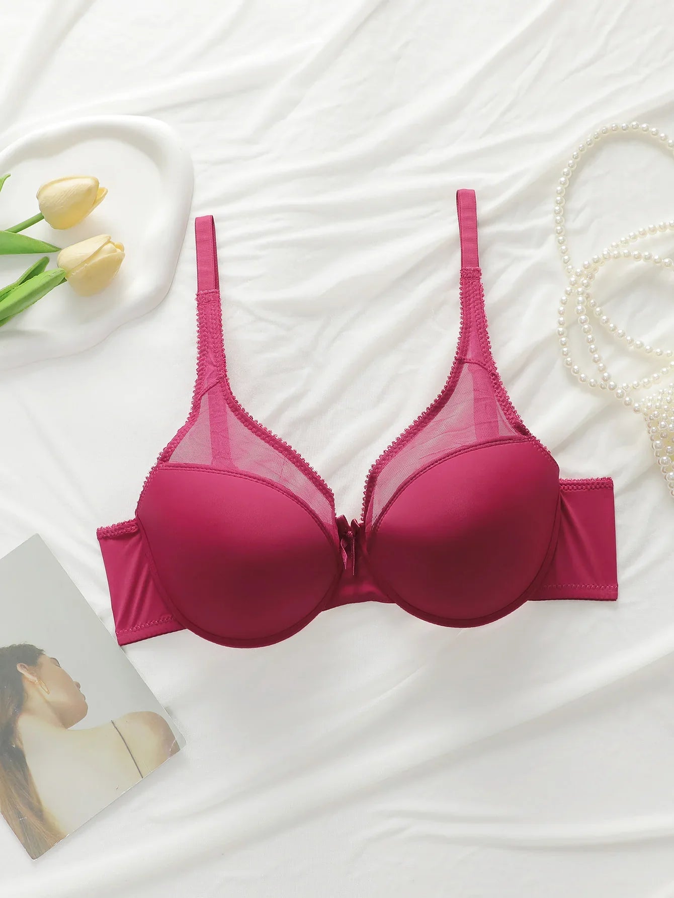 Women's sexy lace butterfly bra with steel rims gathered push ups breathable shoulder straps adjustable and comfortable bra U033