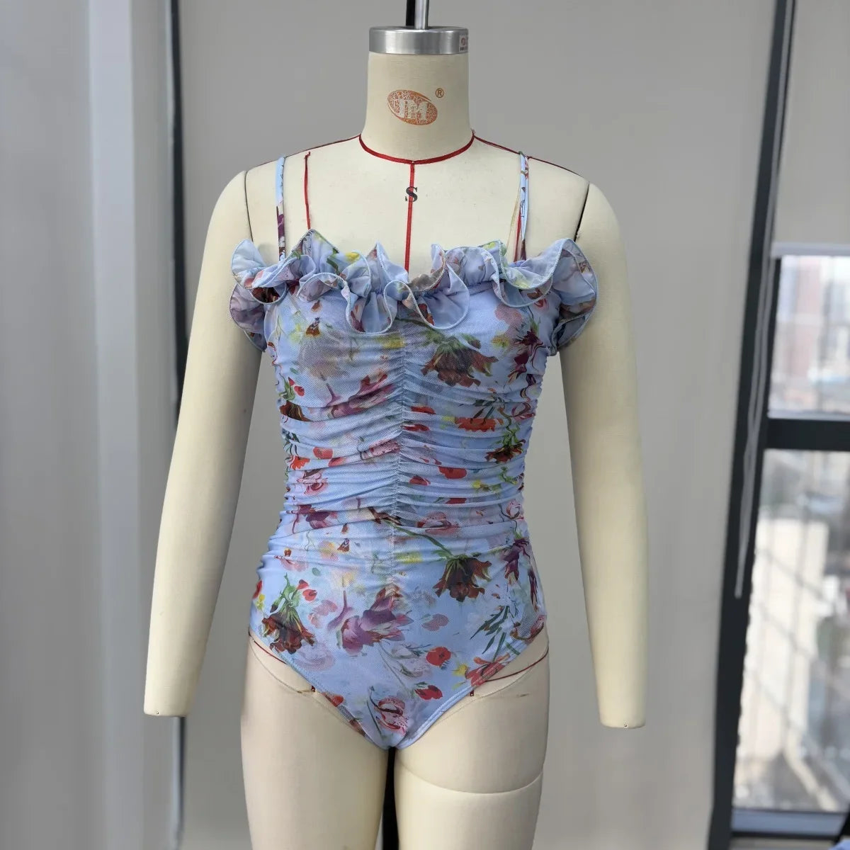 New 2Pcs Ruffle Swimsuit Women Sexy Bikini Strappy Swimwear Floral Bikini Push Up Biquini Female Bathingsuit Slimming Beachwear