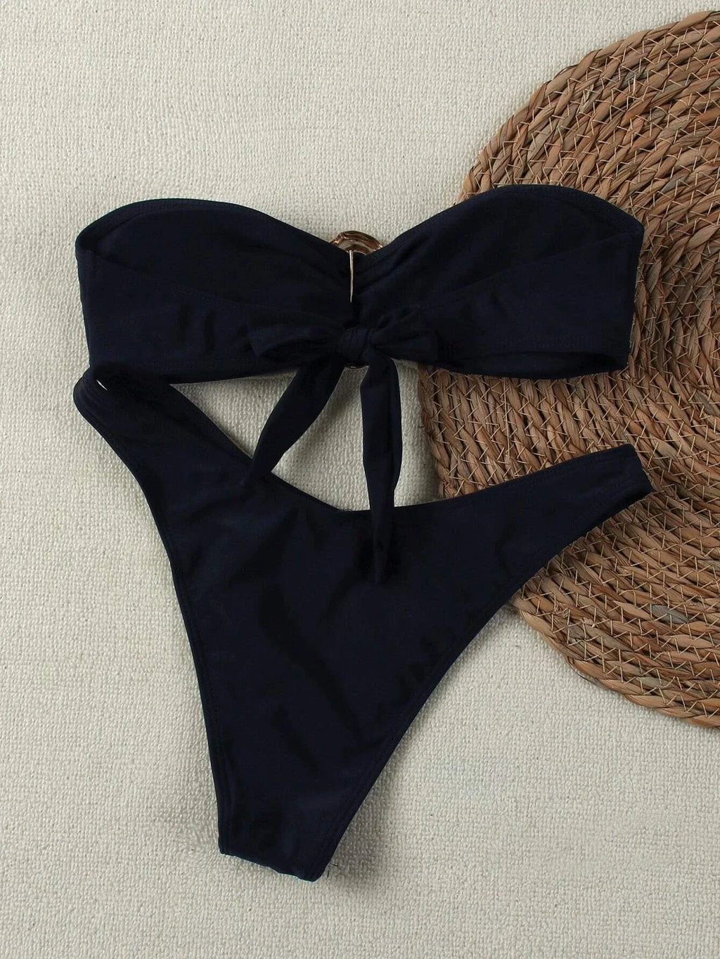 2026 Bandeau Bikinis Women Striped Padded Swimwear Female Sexy Swimsuit Solid Bathers Bathing Swimming Swim Suit Beachwear