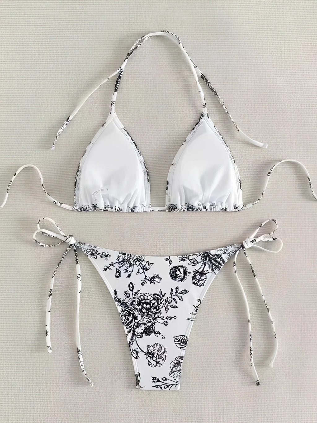2026 Halter Triangle Bikinis Printed Swimsuit Women Sexy String Swimwear Female Bathers Swimming Bathing Swimming Swim Suit